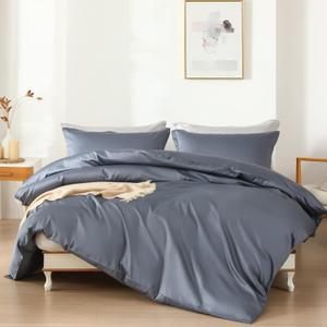 homebox Cotton Duvet Cover Set - 100% Egyptian Cotton Charcoal Bedding Set Queen Size - 1200 Thread Count Breathable and Soft Duvet Cover Set for All Seasons(King, 90x104'') (King, Charcoal)