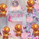 3 x 13Pcs Gingerbread Balloons and Candy Cane Foil Balloons for Pink Christmas Gingerbread Decorations, Christmas Candy Cane Birthday Baby Shower Party Decorations