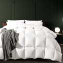 Down Fiber Comforter Queen Size, All Season Duvet Insert Feather Downfiber Filled, Cotton Luxury Hotel Collection with Corner Loops