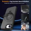 Hocase for iPhone 16e Case, with Magnetic Ring Stand [Compatible with MagSafe] [Military Grade Protection] Slim Shockproof Translucent Protective Phone Case - Black