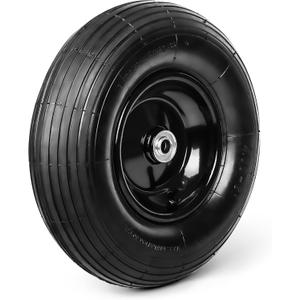13 Inch 1 PC Rubber Pneumatic Replacement Tires and Wheels 4.00-6 with 5/8'' Axle Bore Hole, Inflated Air Wheel for Wheelbarrow/Wagon/Hand Truck/Trolley/Garden Scooter etc. (13x400-6Air-ribbed-1pack)