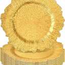 Gold Charger Plates Bulk 10Pcs - 13" Elegant Gold Chargers for Dinner Plates, Wedding & Event Decorative Charger Plates Set