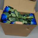 Wondrus Bulk Artificial Flowers 100 PCS, Fake Velvet Silk Blue Roses with Long Stems Realistic Bouquet for Wedding Centerpieces, Faux Arrangement for Home Table Decor