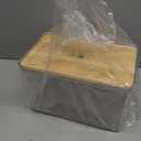 Hudgan Stackable Storage with Bamboo Top for Laundry Room Organization, Extra Large Trash Bag/Garbage Bag Dispenser, Under Sink Organizer, Pantry Organizers