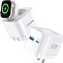 65W Charger for Apple Watch, 3-in-1 PD USB C Charger Block Fast Charging, Compact Foldable Wall Charger for iWatch Series 11/10/9/8/7/6/Ultra/SE, for MacBook Pro/Air, iPhone 17/16 Pro, White