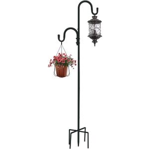 MIPON 78 Inch Double Shepherds Hooks for Outdoor Bird Feeder, Hanging Plants, Solar Light, Adjustable 78/62/46/30 Inch,3/4 Inch Width Garden Shepherds Hook