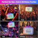 23IN Large LED Marquee Bottle Service Sign with Bulb Lights, DIY Sticker VIP Bottle Girl Sign Props for Bar, Club, Birthday & Party Decor, Handheld Acrylic Marquee Sign with Multi-Color Lights