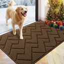 hicorfe Indoor Doormat, Front Back Door Mat Rubber Backing Non Slip Door Mats 24"x35" Absorbent Resist Dirt Entrance Doormat Inside Floor Mats for Entryway Washable Low-Profile(Latte)