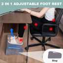 3 Adjustable Heights Foot Rest for Under Desk at Work - Ergonomic High Density Foam Footrest with Washable Cover, Foot Stools for Office, Home, Gaming (Grey)
