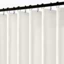 ANRODUO White Fabric Long Shower Curtain with 12 Metal Hooks, Cloth Shower Curtain Set - Waterproof & Heavy Duty Polyester, Button Hole Design, Machine Washable for Bathroom Hotel Bathtub, W72xL90