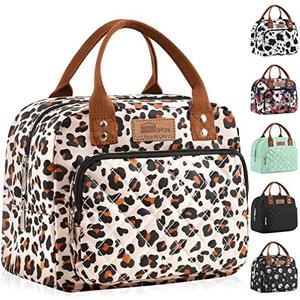 HOMESPON Lunch Bag for Woman Man Adults with Front Pocket Insulated Lunch Tote Lunch Box Container for Work Picnic or Travel(Leopard)