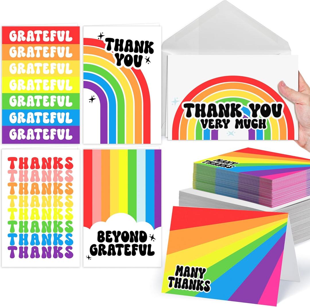 Hadley Designs 24 Bulk Thank You Cards with Envelopes - Teacher Appreciation Cards, Cute Blank Card with Envelopes, Thank You Notes for Teachers, Birthday, Graduation & Small Business
