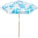 6.9Ft Beach Umbrella with Wood Pole & Carrying Bag, Lightweight yet Sturdy, UPF 50+ for Beach, Camping, and Picnic