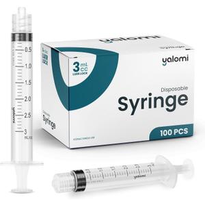 3mL Luer Lock Syringe (No Needle) | Professional, Industrial & Personal Use | 100 Pack | Yalomi