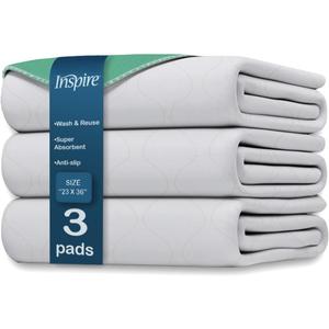 Inspire Washable and Reusable Incontinence Chair or Bed Pads | 3 Pack Waterproof Mattress Pad Chucks Pads | Reusable Bed Pads Washable Waterproof Chux Pads | Pee Pads for Adults Use As Pet Pad
