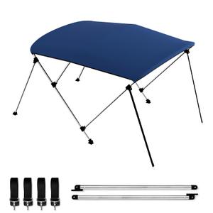 Bimini Boat Top Cover Sun Shade 3-4 Bow Boat Canopy Includes 4 Straps 2 Rear Support Poles Mounting Hardwares Storage Boot with 1" Aluminum Frame (Navy Blue, 3 Bow 6'L x 46" H x 73"-78" W)