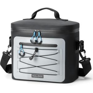 Cooler Bag, 7/16/30 Can Soft Sided Small Portable Insulated Cooling Pack, Everyday Lunch Cooler, Leakproof Ice Chest for Beach, Camping, Travel, Picnic (Black)