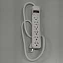 Surge Protector Power Strip 10 ft with 4 USB Ports 2 USB-C 6 AC Outlets, Flat Plug Extension Cord, USB Charging Station, Wall Mountable for Home, Office, Dorm Essentials, 1080J, ETL Listed (White&Grey)