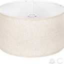 OUTON Beige Large Drum Lamp Shades for Floor Lamps, 17.5" Top x 17.5" Bottom x 10" High, Easy to Assemble, Replacement Linen Lampshades for Table Lamps & Bedside Lamps (1.65" Spider)