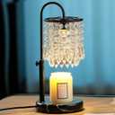 Candle Warmer Lamp with Timer Dimmer and 3 Bulbs, Candle Lamp Warmer with Marble Base for Adjustable Height, Crystal Candle Lamp for Jar Candles, House Warming Gifts Home Room Decor, Black