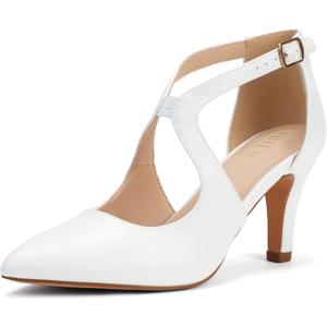 IDIFU IN3 Closed Toe High Heels Dress Shoes for Women Pumps Dressy Cross Strap Pointed Toe Heel Work Office Formal Wedding Prom Party Evening Shoes Comfortable Stiletto Heels, US 9