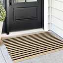 KOZYFLY Brown and Black Striped Porch Rug 2x3 Ft Small Area Rug Cotton Outdoor Doormat Front Door Rugs Washable Outdoor Rugs Farmhouse Layered Door Mat for Front Door Entryway Patio Porch