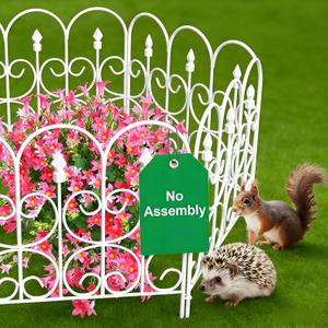 AMAGABELI 5 Panels 32in(H)×10ft(L) Decorative Garden Fences and Borders for Dogs No Dig Rustproof Metal Fence Panels Garden Edging Border Animal Barrier Fencing for Flower Beds Yard Patio Decor White