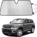 EcoNour Foldable Sun Shade Fit for Jeep Cherokee 2011-2024 2025 2026 | Accordion Windshield Sun Shade, Front Car Window Shades Sun Visor, Blocks UV Rays & Heat, Car Accessories