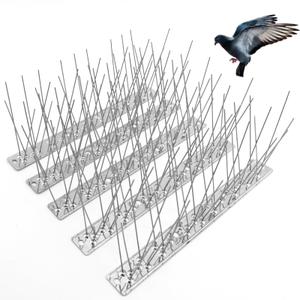 REMIAWY Bird Spikes for Pigeons Small Birds, Bird Deterrent Spikes for Outside to Keep Squirrel Cat Away, Stainless Steel Wire 5 Strips 4 Feet