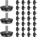 Dunzy 30 Pieces 1/4-20 Adjustable Furniture Levelers Galvanized Steel Screw in Threaded Leveling Feet Screw On Furniture Glide Leveling for Table Chair Cabinet Legs
