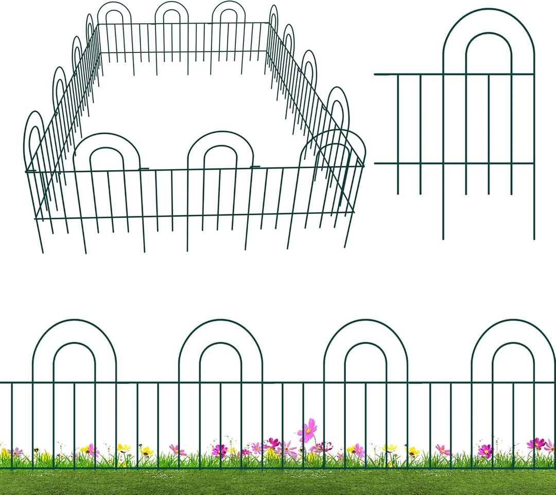 PexFix Garden Fence 14 Pack Decorative Fence Panels Garden Fencing 24in(H) x 12ft(L) Garden Border Fence Garden Fence for Dogs Garden Fence Animal Barrier Fencing for Yard Green