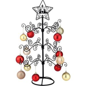 Otoolling 2 FT Jesus Iron Christmas Tree Ornament Display Stand with Hanger Hook Metal Ornament Display Tree Stand Hanger for Jesus Christmas Balls Bauble Decorations Gift Craft Tabletop(Black)