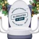 Lunderg Raised Toilet Seat with Handles - Elongated - Easy to Install Toilet Seat Risers for Seniors - Adds 3 Inches & Works like the one youve always used - Elegant design - No Hospital Vibe