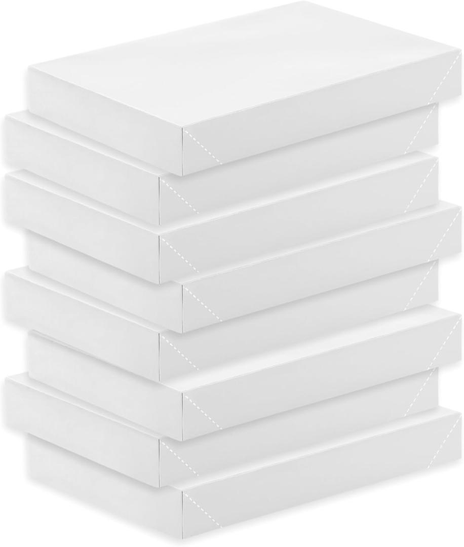 Hallmark 14" Medium Gift Boxes with Lids (8 White Shirt Boxes) for Christmas, Birthdays, Holidays