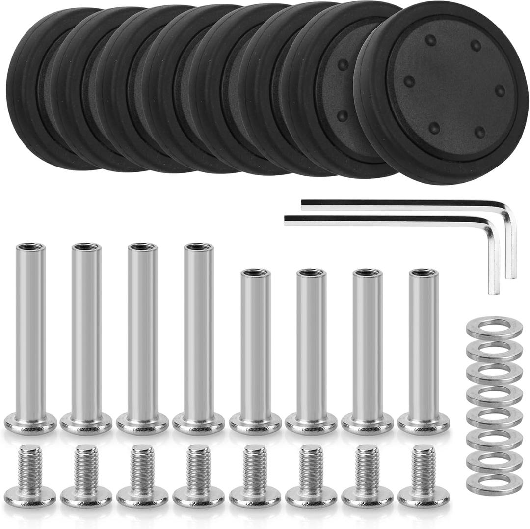 Domiella 8 PCs OD 50mm Luggage Wheels Replacement, Smooth Swivel Caster Wheels, Wear-Resistant Rubber Suitcase Trolley Wheels Repair Kit, A52 (50 x 11mm)