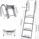 Amarine Made Boat Ladder 4 Steps Removable Premium Stainless Folding Rear Entry Pontoon Boat Ladder w/Extra Wide Step