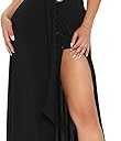 Women's Deep V Neck Long Dresses Sleeveless Collared Button Down High Split Cocktail Wedding Party Maxi Dress