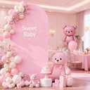 7.2FT Baby Pink Arch Cover,Spandex Fitted Wedding Arch Stand Covers Round Top Chiara Backdrop Cover for Birthday Party Ceremony Banquet Decoration