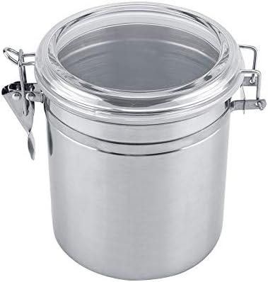 Food Storage Jar, Stainless Steel Coffee Container Airtight Sealed Food Storage Canister with Hinged Lid for Sugar Candy Tea Bean Spices Nuts Cereal or Snacks(1400ml)