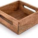 Samhita Square Burning Finish Mango Wood Napkin Holder For Restaurant Decor Kitchen Bar Accessories (7.5"x 7.5"x 2.75")