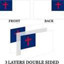 Christian Cross Flag 3x5 Outdoor Double Sided- 3Ply Heavy Duty 240D Nylon(All Weather)- Christianity Religious Flags- 2 Brass Grommets & 4 Rows Stitched