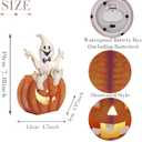 3 x TERESA'S COLLECTIONS Halloween Decorations LED Jack-O-Lantern Pumpkin Lantern Battery Operated,Cute Spooky Orange Metal Lantern with Candle for Home,Yard,Table Top,Trick Or Treat,Gifts for Party (Medium)