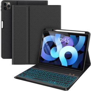 BLUTLOTUS Keyboard Case for iPad Air 11-inch(M2 2024)/10.9-Inch Air 5th 4th Generation Case with Keyboard/Ipad Pro 11(4th/3rd/2nd/1st Gen)- 7 Backlit Detachable, Folio Cover with Pencil Holder (Black)
