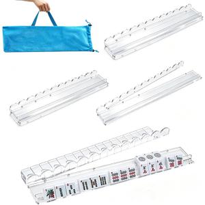 4 PCS Clear Acrylic Scallop Mahjong Racks with Magnetic Pushers 17.5inch