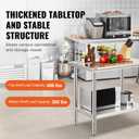 Vevor Stainless Steel 900x600x800 mm Commercial Kitchen Prep & Heavy Duty Metal Work Table with Adjustable Feet for Restaurant, Home and Hotel : Industrial & Scientific