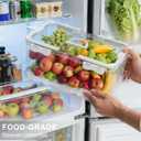 Fridge Organizer with Handle, Clear Refrigerator Organizers and Storage with Lid & Drain Trays, Large Capacity Fruit and Vegetable Storage BPA-Free for Fruits, Vegetables, Drinks