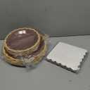 Zhehao 150 Pcs Woodland Plates and Napkins Tableware Serves 50 Includes 9 Inch 7 Inch Green and Brown Scalloped Design Paper Plate and Napkins for Wedding Birthday Baby Shower Party