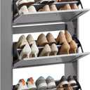 VASAGLE Shoe Storage Cabinet with 3 Flip Drawers, Slim, Holds 12‑20 Pairs, 9.5"D x 23.6"W x 47.7"H-shoe cabinet