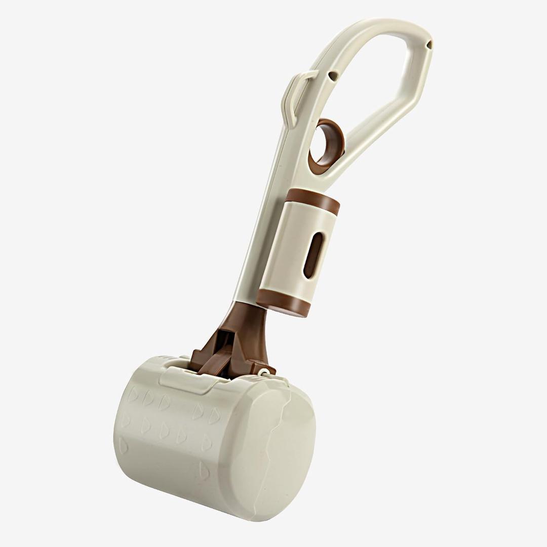 Portable Dog Pooper Scooper for Large Small Dogs, Dog Poop Scooper with Bag Attachment, Easy to Use for Grass, Dirt, Gravel, Indoor Outdoor Pet Poo Catcher on Walks (Brown)