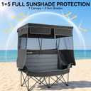 Huskfirm Double Camping Chair with Canopy Shade Folding Camping Couch Black | Oversized Double Beach Chair with Canopy for Larger Users, Heavy Duty Camping Loveseat with 2 Cup Holders & Carry Bag